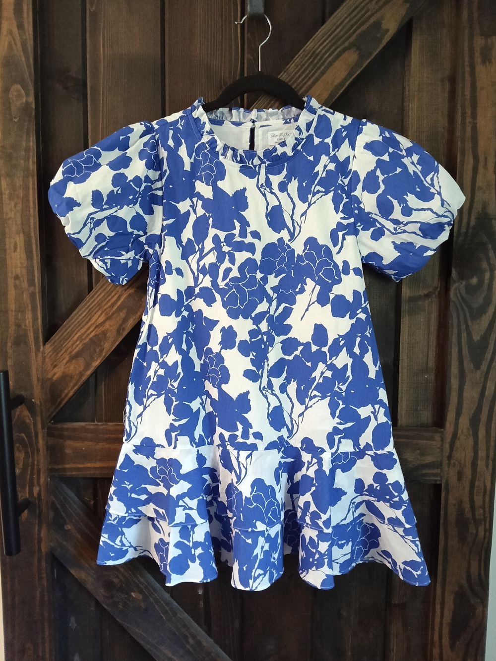 Shop the Mint Blue & White Floral Ruffle-Hem Dress